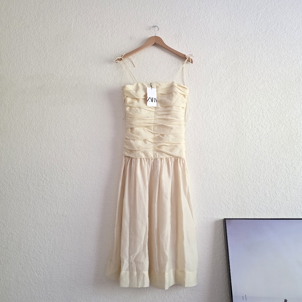 Zara Draped Midi Dress Size S - Picture 16 of 16